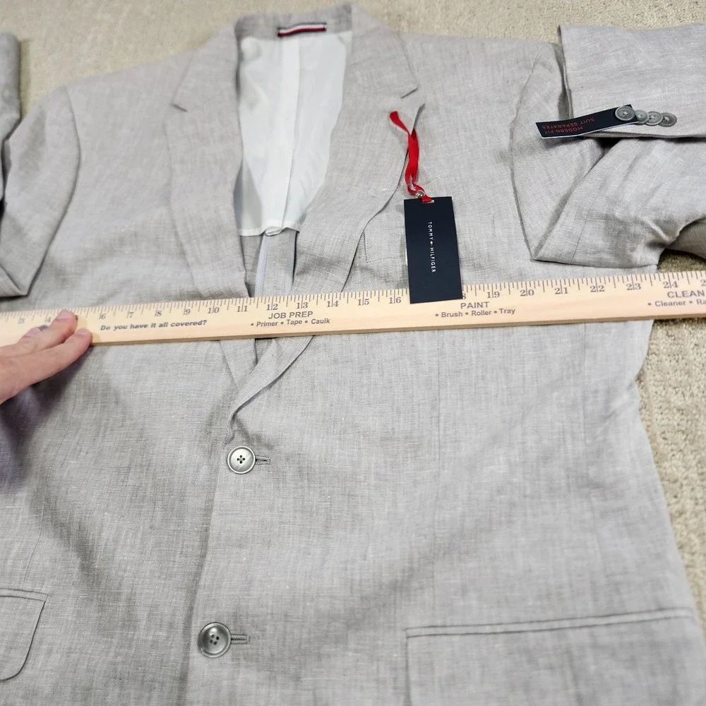 Tommy Hilfiger Blazer Men 46 Long 100% Linen Gray Unstructured NEW Lightweight